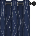 Deconovo Navy Blue Curtains, Blackout Curtain for Bedroom, 42 x 72 Inch, Thermal Insulated Soundproof Privacy Drapes with Silver Wave Dots Pattern, Grommet Top, Machine Washable Panel for Living Room by Deconovo