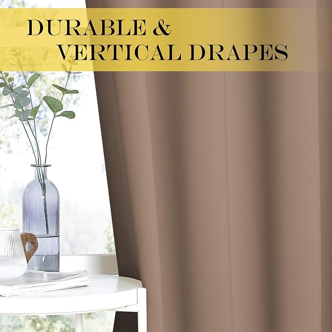 NICETOWN Blackout Curtains 72 inches Long, Grommet Privacy Window Treatment Thermal Insulated Room Darkening Sliding Glass Door Drape for Bedroom Living Room, 1 Panel, W100 x L72, Cappuccino - Image 4