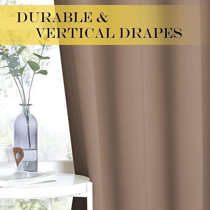 NICETOWN Bedroom Curtain Room Darkening Drapery 102 inches Length - Home Fashion Thermal Insulated Grommet Room Darkening Curtain for Living Room (Cappuccino, 1 Panel, 52 x 102 inches) - Image 4