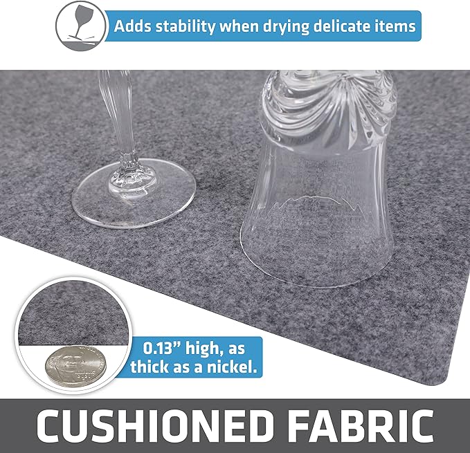 Drymate Premium Luxury Shelf & Drawer Liner, Thick Cushioned Fabric, Non-Adhesive, Absorbent, Waterproof, Slip-Resistant, Liners for Kitchen Cabinets, Cupboards(USA Made)(12”x59”)(24-Pack)(Light Grey) - Image 5