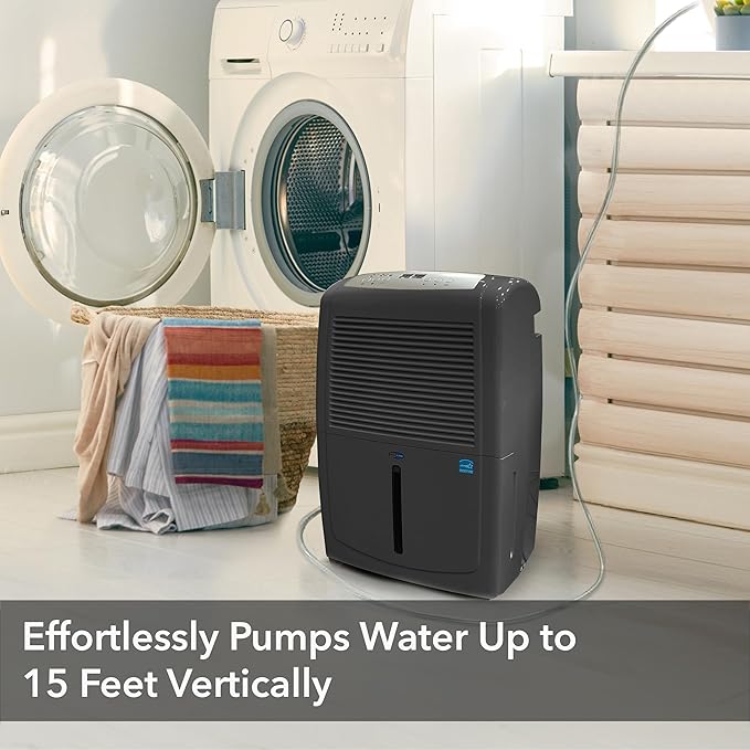 Whynter 50 Energy Star Pint High Capacity up to 4000 sq ft Gray Portable Dehumidifier with Pump, Black - Image 4