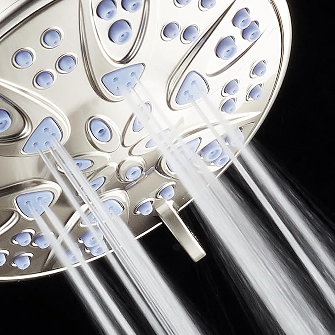 AquaDance Antimicrobial – Anti-Clog High-Pressure 6-Setting Shower Head with Microban Nozzle Protection from Growth of Mold, Mildew & Bacteria for Stronger Shower! 4" Sunset Blue - Image 5