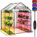 PYY Walk in Greenhouse - Indoor Greenhouse with Grow Lights, Roll-Up Zipper Entry Door and PVC Cover, 3 Modes Light with Loop Timer for 24 H, Plant Garden Hot House for Outdoor(56.3"L×56.3"W×76.8"D) by PYYBuffetProducts