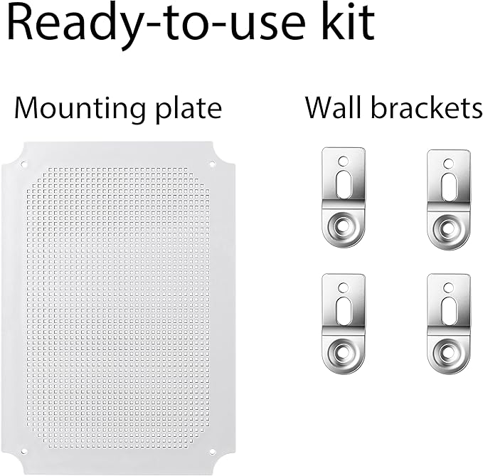 Junction Box, IP67 Waterproof Plastic Enclosure for Electrical Project, Hinged Grey Cover, Includes Mounting Plate and Wall Bracket (Transparent Cover, 14.6"×10.6"×5.9") - Image 5