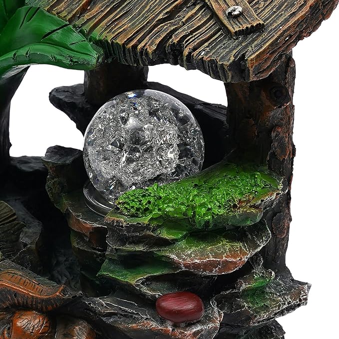 Tabletop Rockery Fountain Indoor Waterfall Bonsai Desktop Mini Rockery Water Fountain with Automatic Pump and LED Light, Home Office Bedroom Humidifier Desk Decorate (Style 12) - Image 2