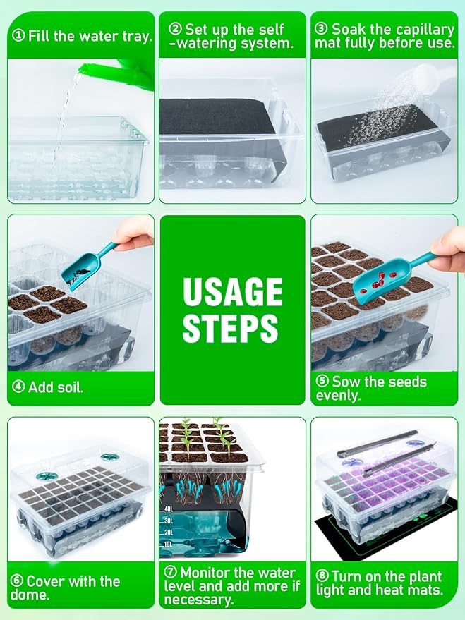 Self-Watering Seed Starter Tray with Grow Light and Heat Mat, 80-Cell Plant Starter Trays Seed Starter Kit, Seed Starter Tray for Seed Starting, Plant Germination & Seedling Growing, 2 Pack - Image 4