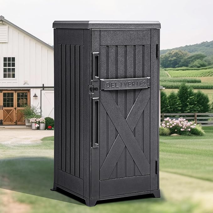YITAHOME 60-Gallon Secure Package Delivery and Storage Box, Double-Wall Resin, Weatherproof, for Outdoor Use, Curbside or Porch, 8.5 Cubic Feet, Gray by YITAHOME