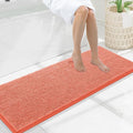Smiry Luxury Chenille Bathroom Rugs 47x17, Extra Soft and Absorbent Shaggy Bath Mat, Machine Washable, Non-Slip Plush Carpet Runner for Tub, Shower, and Floor, Home Decor Accessories, Coral by Smiry