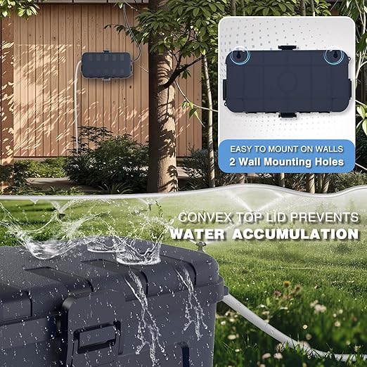 Flemoon [2 Pack] Outdoor Electrical Box Waterproof, Medium Weatherproof Electrical Box (11.5x5.2x4 inch) w/6 Cable Entry Ports, Extension Cord Cover for Power Strip, Timer, Plug, Holiday Light, Gray - Image 6