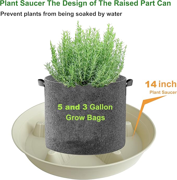 4 Pack Plant Saucer 14 inch, Plastic Plant Saucers for Indoors, Raised Middle Plant Trays for Pots, Water Tray for Plants, Plant Stand Water Catcher Tray, Pot Saucers for Plants - Image 3