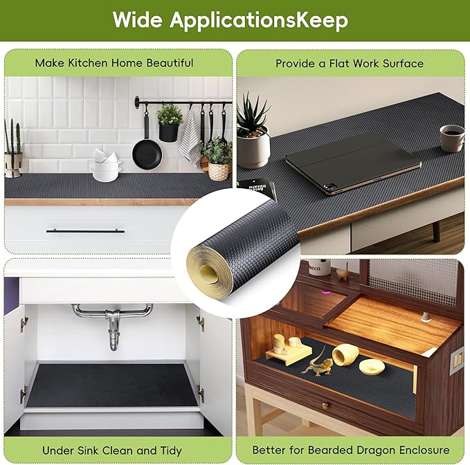 Wide Black Shelf Liner Roll, Peel and Stick Non Slip Cabinet Liner 13.8" x 13 FT, Waterproof Shelf Paper for Kitchen Pantry Shelves - Image 8