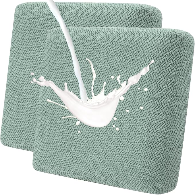 Fuloon Waterproof Couch Cushion Covers, Stretch Sofa Seat Cushion Slipcovers Solid Washable Furniture Protector Suitable for Armchair Loveseat Sofa (Sage Green, 2 Pieces) by Fuloon