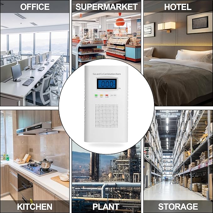 Plug in Combination Gas & Carbon Monoxide Detectors - Natural Gas Detectors & Carbon Monoxide Alarm for Home, Co Detector & Gas Detectors with Digital Display,Holds 9V Battery (not Included) - Image 6