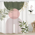 Pink Green Boho Shower Curtain 72Wx84H Extra Long Bohemian Mid Century Modern Abstract Sage Green Gold Leaves Plant Minimalist Bathroom Decor Arch Bath Curtain Fabric Polyester 12 Pack Hooks by MitpokBrand