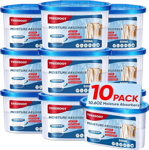10 Pack Moisture Absorbers, 10.6 OZ Humidity Absorber Bucket, Moisture Absorbers for Closet, Dehumidifier Bucket for Wardrobes、 Kitchens and Bathrooms, Fragrance Free Humidity Absorber by Unknown