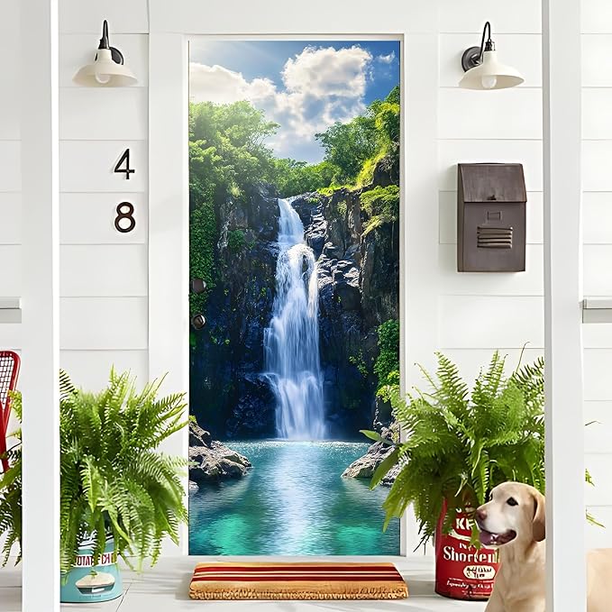 3D Door Stickers, Peel and Stick Vinyl Wallpaper, Self-Adhesive Mural Door Cover for Home Decor 30.3" W x 78.7" H - Image 4