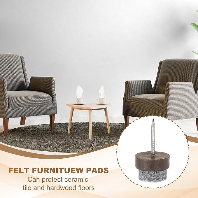 PATIKIL 14 mm Nail-on Felt Pads, 72 Pcs Round Felt Furniture Sliders Pads Heavy Duty Floor Protectors for Wooden Chair Sofa Cabinet Table Leg Feet Hardwood Floors, Black/Brown/White - Image 4