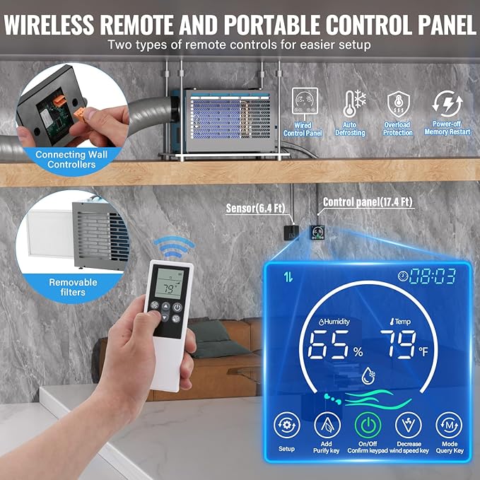145 Pint Commercial Dehumidifier,Crawl Space Dehumidifier with Pump and Hose,Portable, AutoDefrost, Memory Restart Starting,Whole House dehumidifier for Basements, Warehouses - Image 7