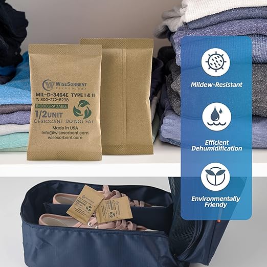 Kraft Clay Desiccants Packs for Safe, 17 Gram 20 Pack Dehumidifier for Gun Safe, Military Grade Moisture Absorbers, Conforms to MIL-D-3464E Type I & II Absorbents - Image 8