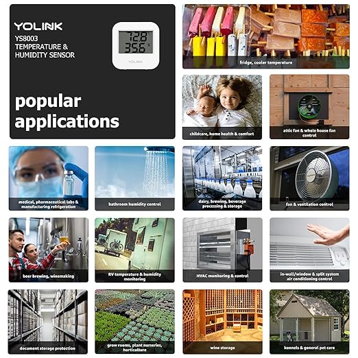 YoLink Smart Wireless Temperature & Humidity Sensor, Wide Temp Range for Fridge, Green House, Pet Cage, App Alerts, Emails, Text/SMS alerts- Hub Required - Image 7