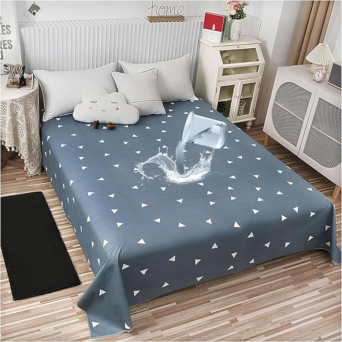 SIELUNO Waterproof Bed Sheet Flat Sheets Lightweight, Mattress Protector Sheet Bed Cover, Furniture Protector Covers for Full Size Bed-B-230x250cm(90x98in) by SIELUNO