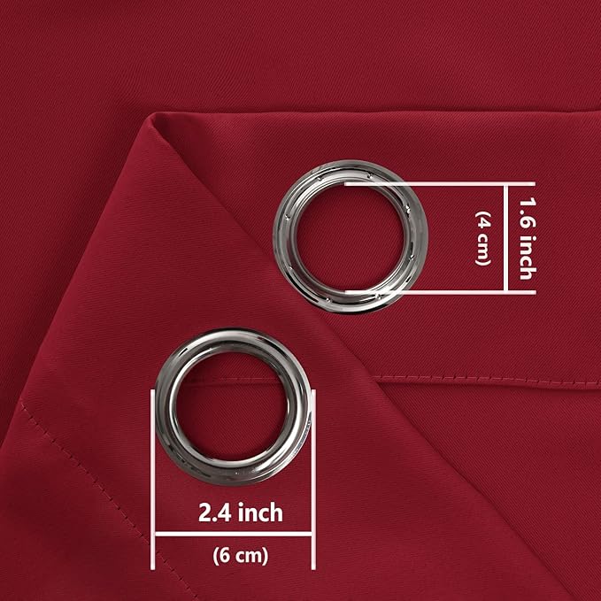 Hiasan Blackout Curtains for Bedroom - Thermal Insulated & Light Blocking Window Curtains for Living Room, 2 Drape Panels Sewn with Tiebacks, Christmas Red, 38 x 54 Inch - Image 7