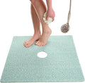 Enkosi Loofah Shower Mat with Drain Hole – Cushioned Anti-Slip Square Bath Mat for Showers, and Bathroom Floors – Textured PVC, Non Slip Safety Pad for Walk-in Stalls and Wet Areas (27x27 Aqua Green) by ENKOSI