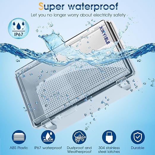 Waterproof Outdoor Project ABS Plastic Junction Box IP67 Weatherproof Dustproof Enclosure with Hinged Cover, Mounting Plate,Wall Brackets for Power Project (Clear,10.2"X6.3"X3.9") - Image 2