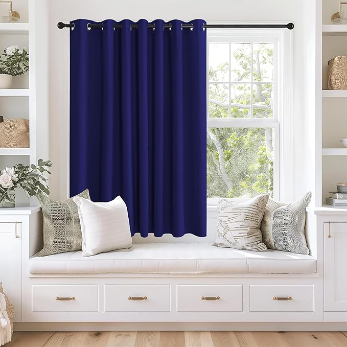 NICETOWN Blackout Curtains 63 inches Long for Living Room Bedroom, Grommet Thermal Insulated Room Divider Drape Window Treatment for Sliding Patio Door, W100 x L63, 1 Panel, Navy Blue by NICETOWN