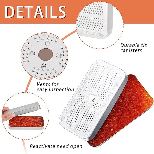 Patelai 7 Pieces 40 Gram Silica Gel Dehumidifier Desiccant Silica Gel Canister Reusable Absorber Orange Desiccant Canisters (Orange to Green), for Car, Closet, Cabinet, Bag, Storage Box - Image 3