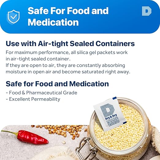 Dry & Dry 3 Gram [200 Packets] Silica Gel Packets Silica Gel Desiccants, Silica Gel Packs - Rechargeable (Food Safe) Silica Gel Packets, Silica Packets - Image 5