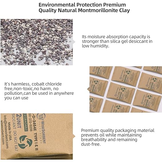 Kraft Clay Desiccants Packs for Safe, 17 Gram 700 Pack Dehumidifier for Gun Safe, Military Grade Moisture Absorbers, Conforms to MIL-D-3464E Type I & II Absorbents - Image 3