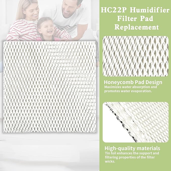 HC22P Humidifier Filter Pad Replacement, 2 Pack Compatible with Honeywell HE100 HE150 HE220 HE240 & Aprilaire 110 220 550 550A Water Panel, Honeywell Humidifier Filter Wick Replacement - Image 4