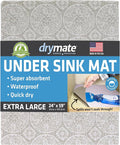 Drymate Premium XL Under Sink Mat, Waterproof Cabinet Protection Mats for Kitchen & Bathroom, Absorbent Shelf Liners, Slip-Resistant, Non-Adhesive, Machine Washable (USA Made)(24”x59”)(Tan) by Drymate