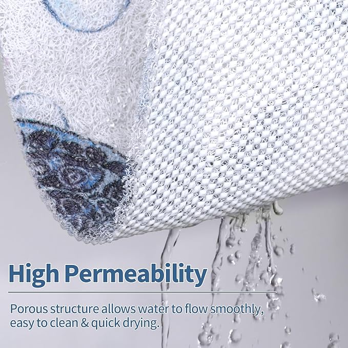 HOMBYS Square Shower Mat Non Slip,Shower Mat with Drain Hole in Middle,Shower Floor Mats for Inside Shower,PVC Loofah Shower Stall Mat,Secure in Shower Mat,Boho Bath Mats for Shower - Image 5