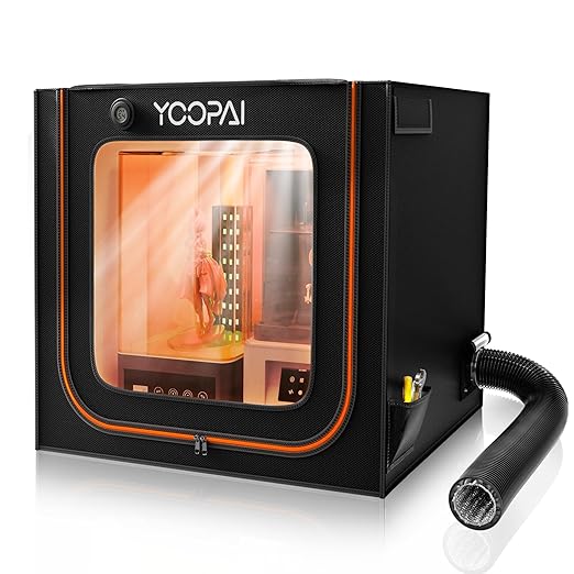 Multifunctional Large Resin 3D Printer Enclosure with Ventilation Kit LED Light, 3D Print Vented Enclosure Eliminate Odors Dustproof Isolate Noise Tent Cover Compatible with LCD Resin UV 3D Printer by YOOPAI