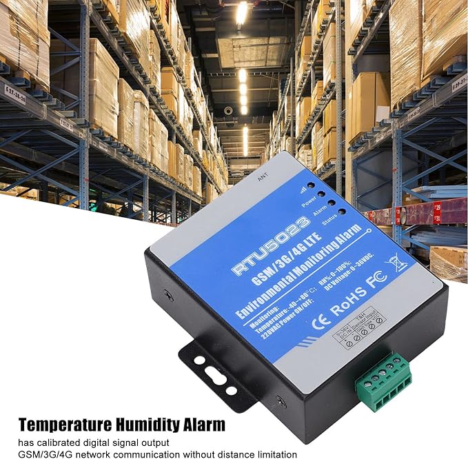 RTU5023 Wireless Temperature Humidity GSM Alarm Monitor with SMS Alerts for Power Outage and Environmental Monitoring AC 100‑240V, for Home Office Hotle - Image 3
