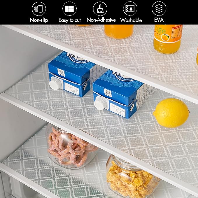 Shelf Liners for Kitchen Cabinets – Non Adhesive Drawer and Cabinet Liner, Waterproof and Oil-Proof Kitchen Cupboard Shelf Paper EVA Material Fridge Liner for Refrigerator – Modern Pattern - Image 7