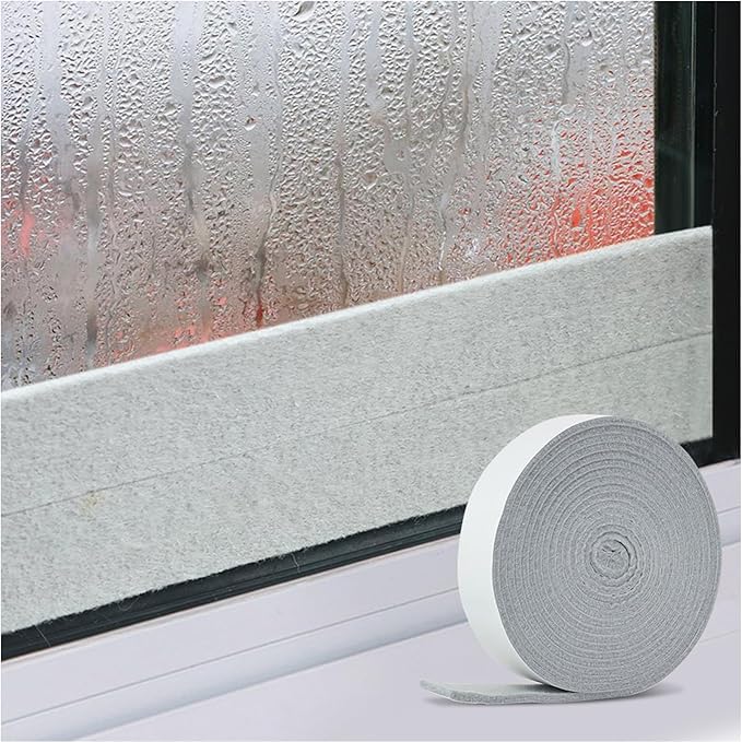 Condensate Water Absorption Tape for Window - Condensation Moisture Absorber Strip Grey Water Barrier Condensation Absorber for Home 1.18inch*157inch by FuKuEn