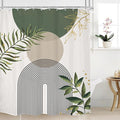 Green Boho Shower Curtain Extra Long Modern Abstract Bohemian Green Gold Minimalist Leaves Mid Century Arch Bathroom Decor Geometric Plant 72Wx84H Bath Curtain Fabric Polyester 12 Pack Hooks by MitpokBrand
