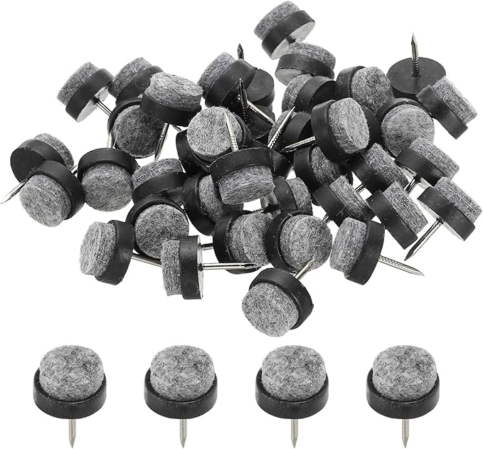 PATIKIL 17 mm Nail-on Felt Pads, 72 Pcs Round Felt Furniture Sliders Pads Heavy Duty Floor Protectors for Wooden Chair Sofa Cabinet Table Leg Feet Hardwood Floors, Black by PATIKIL