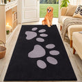 Smiry Dog Door Mat for Muddy Paws, Absorbs Moisture and Dirt, Low-Profile Entryway Mat with Non-Slip Backing, Entry Indoor Outdoor Doormat for Inside Floor (59x35 Inches, Black and Grey, Paw) by Smiry