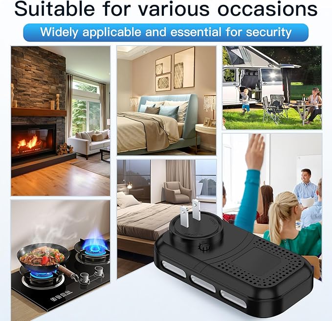 5IN1 Plug in Smoke & Carbon Monoxide Detector & Combustible Natural Gas Combination Builti-in Backup Battery HD Screen [Smoke CO Gas Temp Humidity Sensor] for Home Hotel RV (1-Pcs, Black) - Image 9