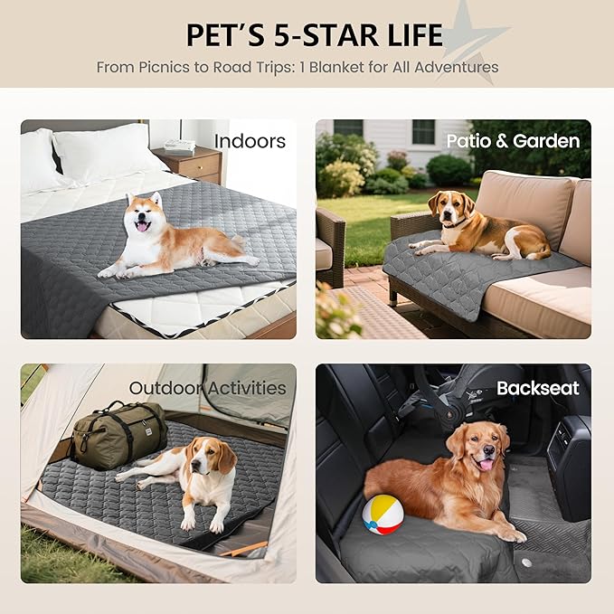 gogobunny 3X Stronger Waterproof Pet Blanket, Scratch Proof Furniture Protector for Dogs Cats, Reversible Cover 32x53 Inch, Dark Grey - Image 3