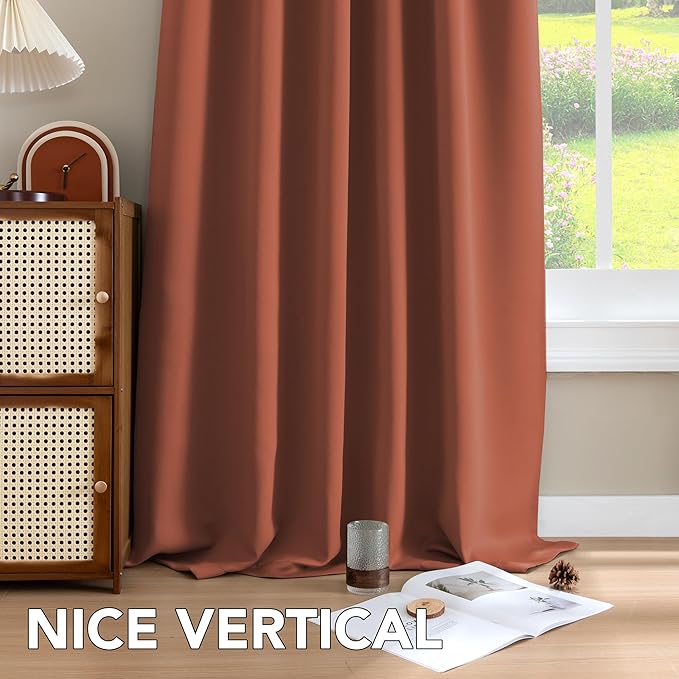 H.VERSAILTEX Blackout Curtains Thermal Insulated Window Treatment Panels Room Darkening Blackout Drapes for Living Room Back Tab/Rod Pocket Bedroom Draperies (2 Panels, Orange, 42 x 63 Inch) - Image 9
