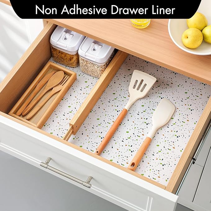 Cooyes Shelf Liner – Premium Non-Adhesive Cabinet and Drawer Liner for Kitchens – Waterproof Shelf Paper with Modern Pattern – Durable EVA Cabinet Mat – Easy to Cut - Image 2