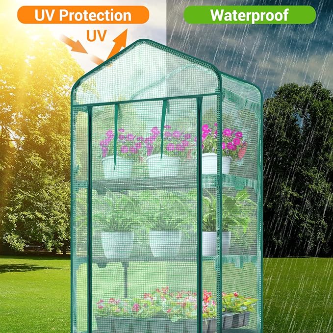 Mini Greenhouse for Indoor Outdoor: Ohuhu Small Plastic Plant Green House 5-Tier Rack Stand Portable Greenhouses with Durable PE Cover for Seedling, Ideal Gardening Gifts for Women Men - Image 2