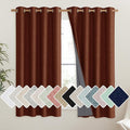NICETOWN 100% Absolutely Blackout Linen Curtains with Thermal Insulated Liner, 52" Wide, 2 Panels, 45" Long Drapes, Grommet Retro Burnt Orange Linen Curtains Vertical Drapes Privacy for Bedroom by NICETOWN