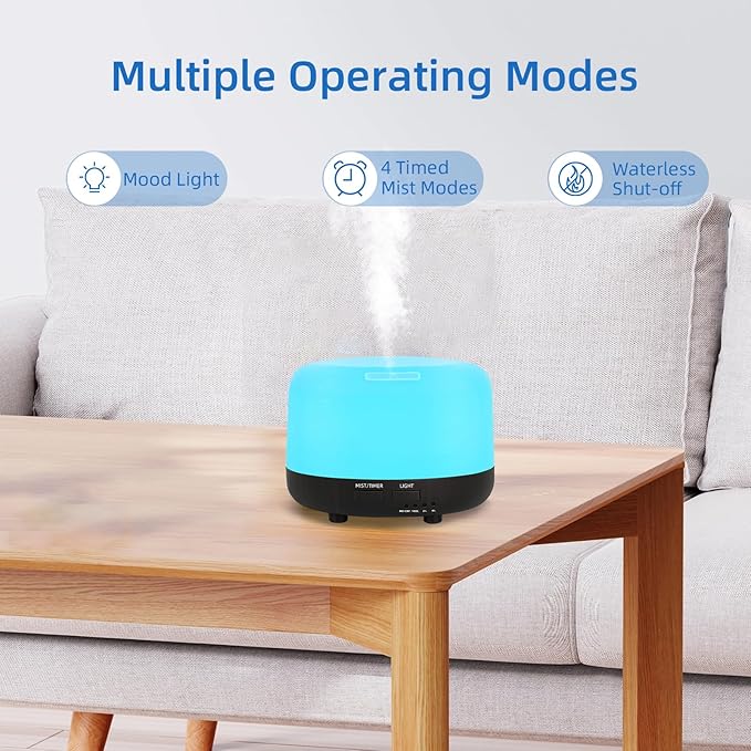 300ML Essential Oil Diffuser, Electric Ultrasonic Aromatherapy Air Humidifier vaporiser, Aroma Diffuser with Remote Control 7 LED Light Colors Waterless Auto-Off. - Image 4