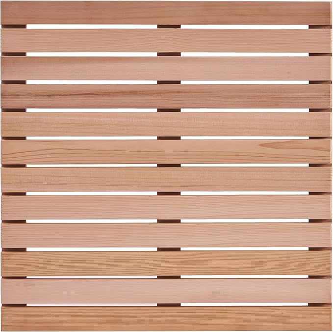 bingaai Cedar Wood Shower Mat 24" × 24", Cedar Wood Bath Mat Square, Wooden Shower Stall Mat Non-Slip for Bathroom Bathtub Spa Sauna Garden Home, Wooden Floor Mat Large for Indoor and Outdoor by WhenStyleMeetsPracticality